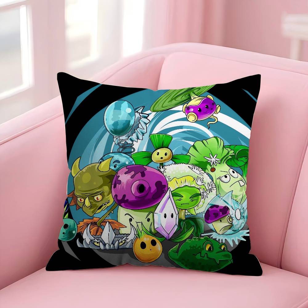 Cartoon P-Plants-vs-Zombie Mini 45*45cm Cushion Cover Pillow Cover Decor Pillowcase Home Pillowcase For Couch Pillow