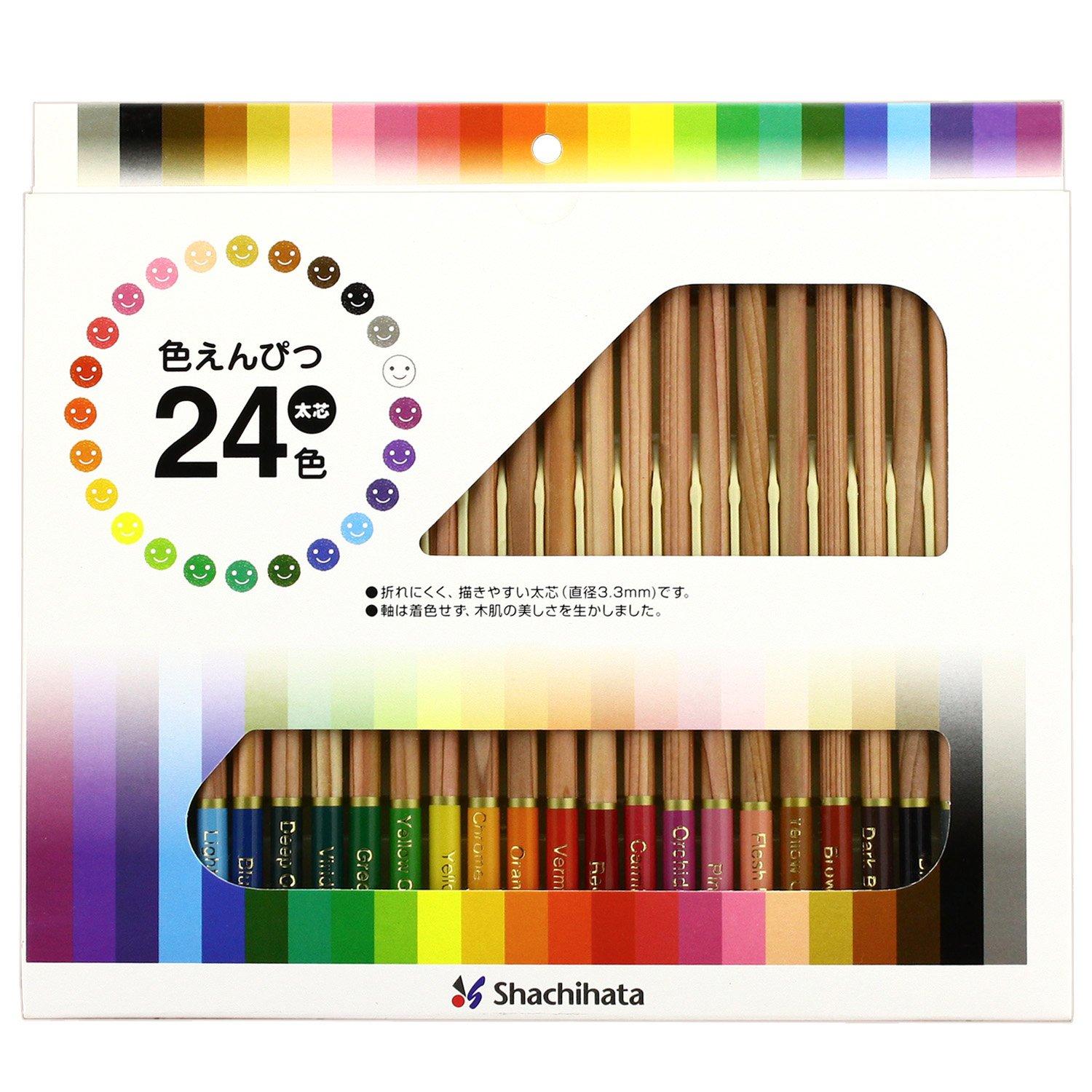 Shachihata Цветные Толстые Карандаши, 24 Цвета, Стержень, ZCP-24C,