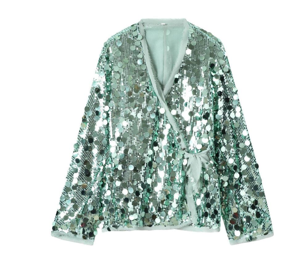 Women'S Fashion Versatile Kimono Sequined Top Nightclub