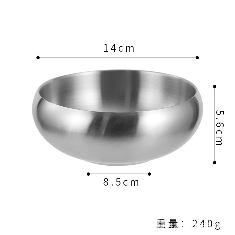 

Корейская миска для риса из нержавеющей стали, коммерческая для магазина барбекю, двухслойная термоизолированная суповая миска, набор двухслойных мисок
