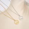 Ring Mountain Pendant Necklace Stainless Steel Men's and Women's Retro Geometric Ethnic Necklace Couple Party Jewelry Gift