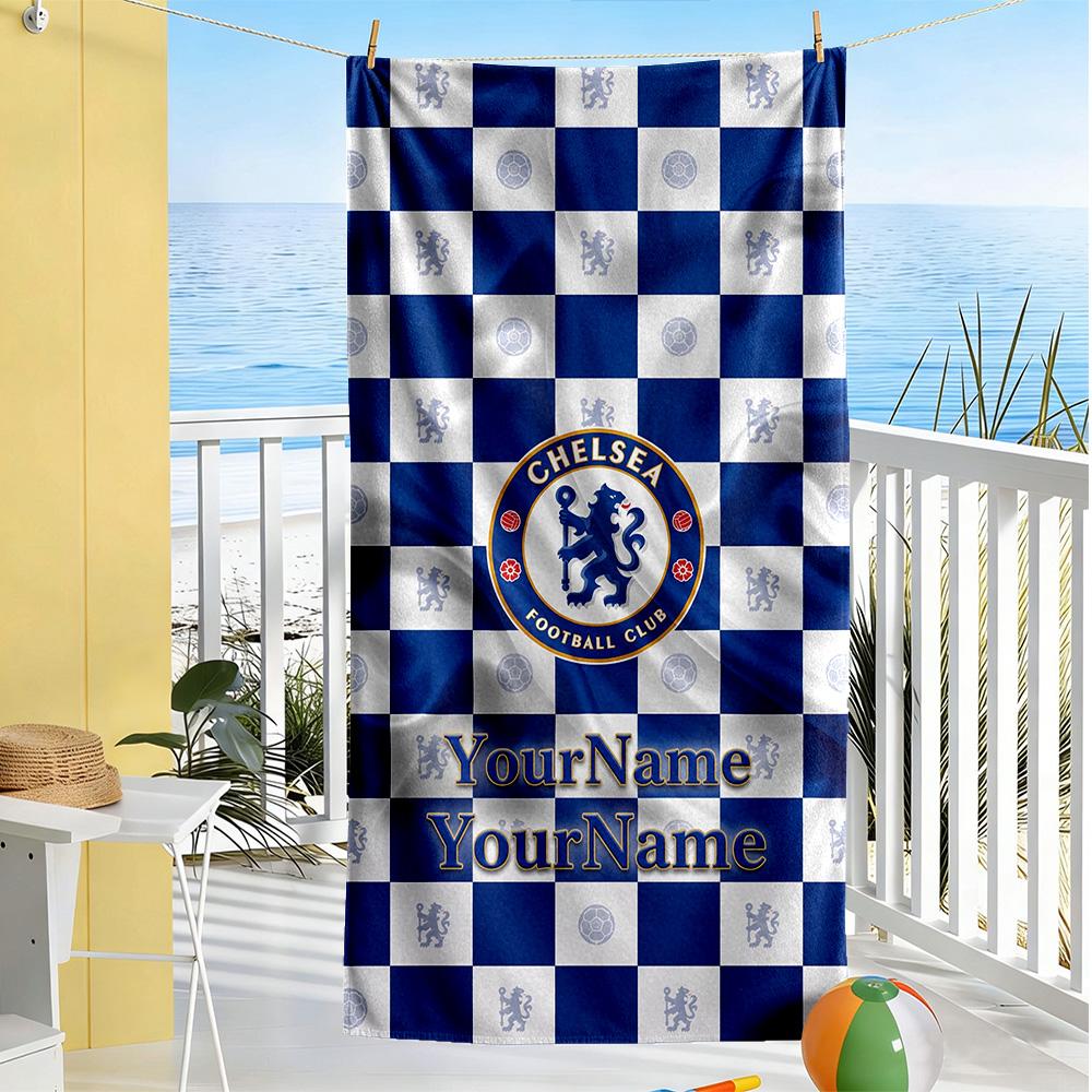 Chelsea Customize Your Name Beach Towel Super Soft & Absorbent Ideal for Travel Outdoor Swim Pool Yoga Surf Camping Hiking Gym Gift Holiday