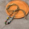 Tibetan Handmade Silver & Sandalwood Pendant with Multi-Gemstones and Adjustable Cord Necklace