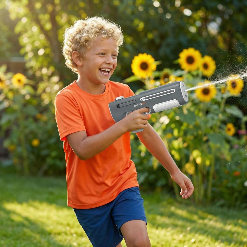 Electric Continuous Fire Water Toys, Automatic Water Suction, Powerful Water Spray, High Pressure Water Toy.