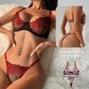 European & American Floral Embroidered Lingerie Set: Sexy Thin Bra with Side Support & Breathable Panties