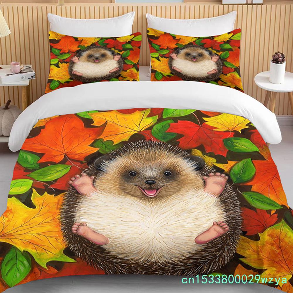 Animal Fofo Conjunto de Cama de Ouriço Queen Fofo Roupas Edredom/Capas de Edredom e Fronha Para Adultos Crianças Capa de Colcha