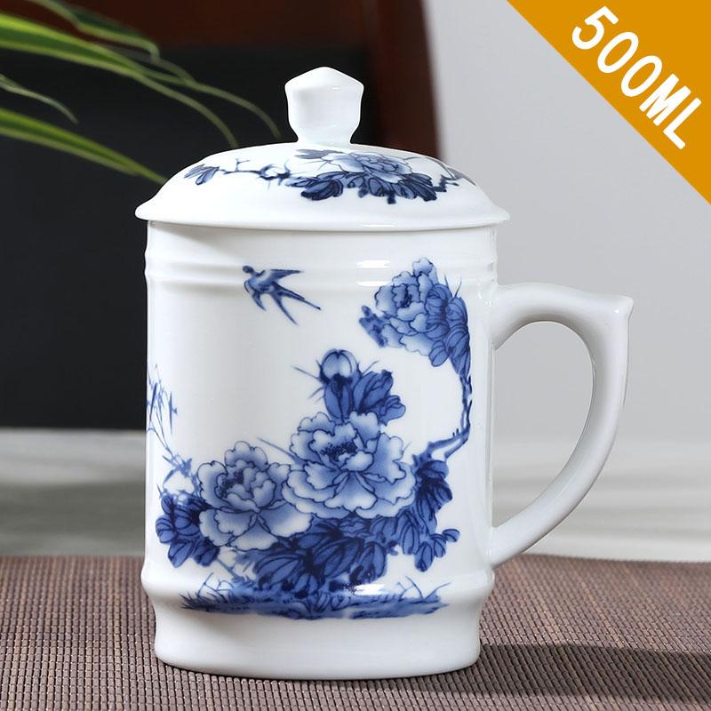 Jingdezhen Keramikk Med deksel Tekopper Håndmalt Blomstermønster Master Tekopp Boutiques Te-seremoni Tilbehør Tilbehør
