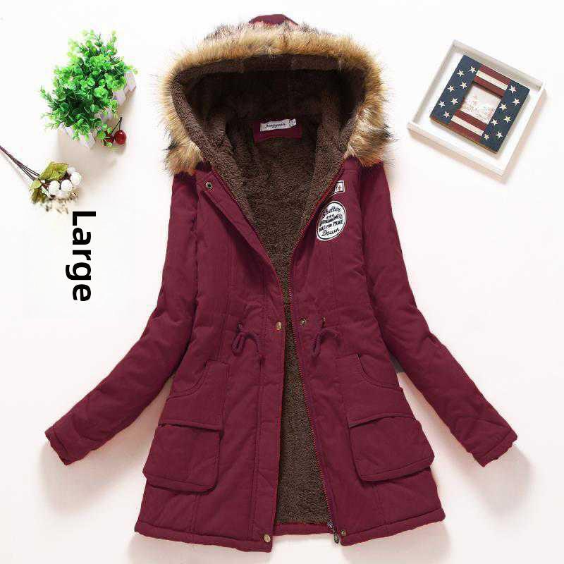 2024 Autumn/Winter Korean Style Slim Waist Hooded Military Cotton Coat for Women