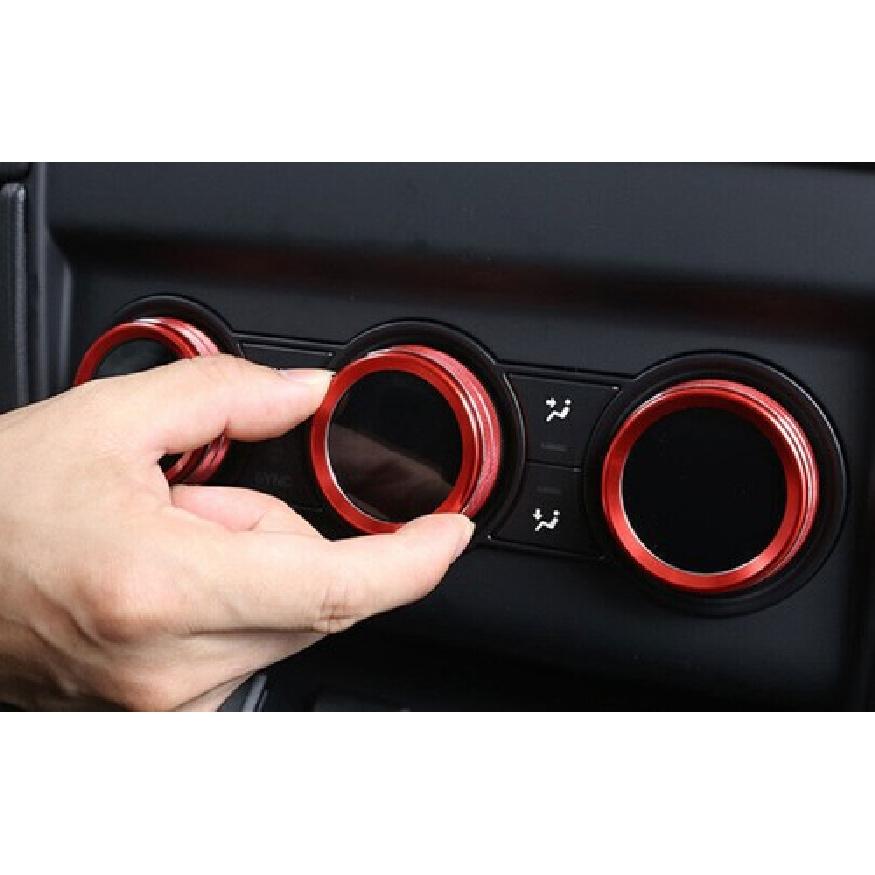 Fit For Defender 110 - Red Aluminum Rear AC Knob Ring Cover Trim 3pcs