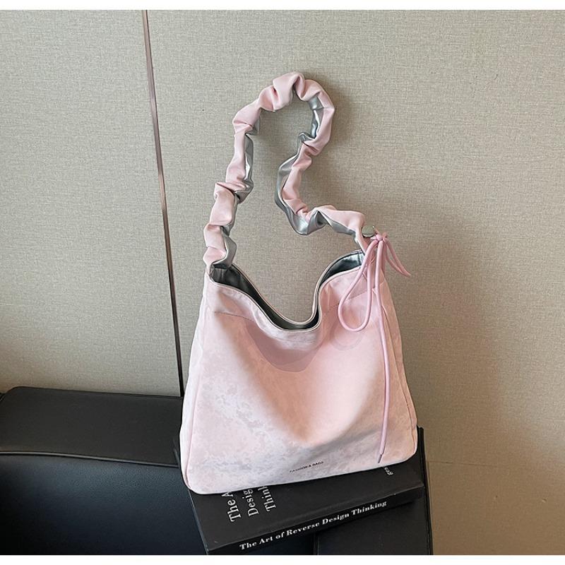 Large-capacity bag women's summer versatile new simple casual pleated shoulder messenger bag tote bag