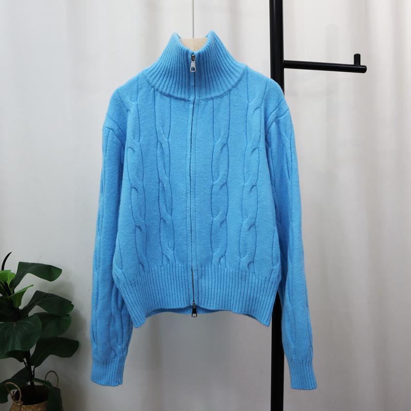 

Утолщенный кардиган крупной вязки на двойной молнии, новый дизайн осени и зимы, мягкий, ворсистый, нежный, ветрозащитный свитер-куртка женский One Size синий