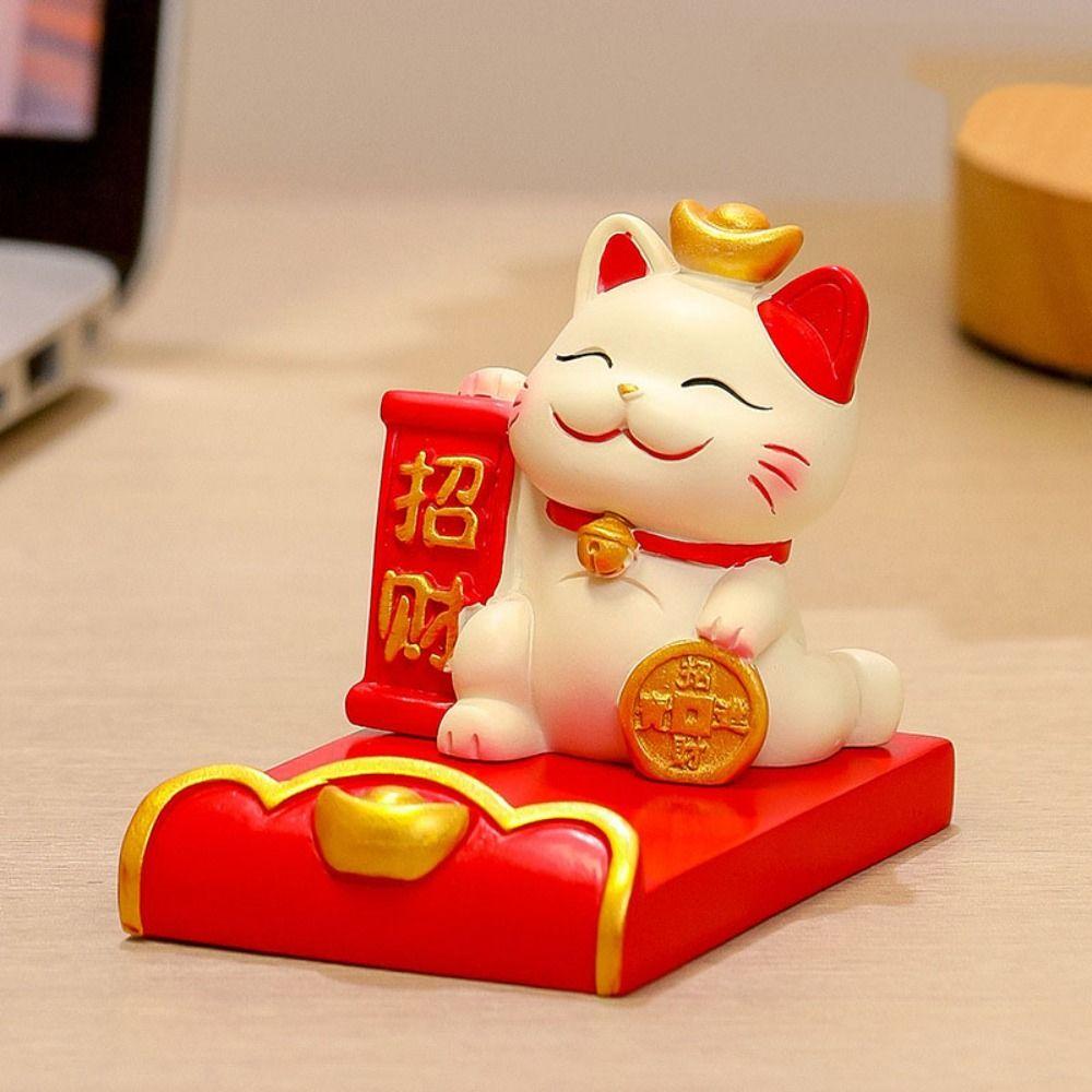 Chinese Style Lucky Cat Phone Holder Cute Cell Phone Bracket  Living Room Decoration