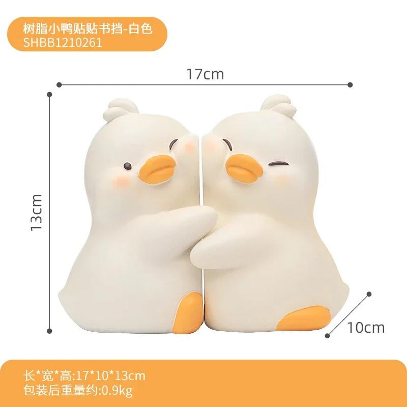 2pcs Cute Ducks Book End Figurine Office Decoration Resin Crafts Lovely Animal Statuette for Bedroom Accessories Gifts