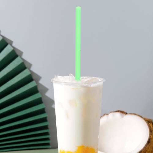 OUNONA Shaved Ice Spoon Straws, Disposable Plastic Spoon-Shaped Straws, Set of 300, Perfect for Ice Smoothies, Milkshakes, and Drinks, Large, Thick, C