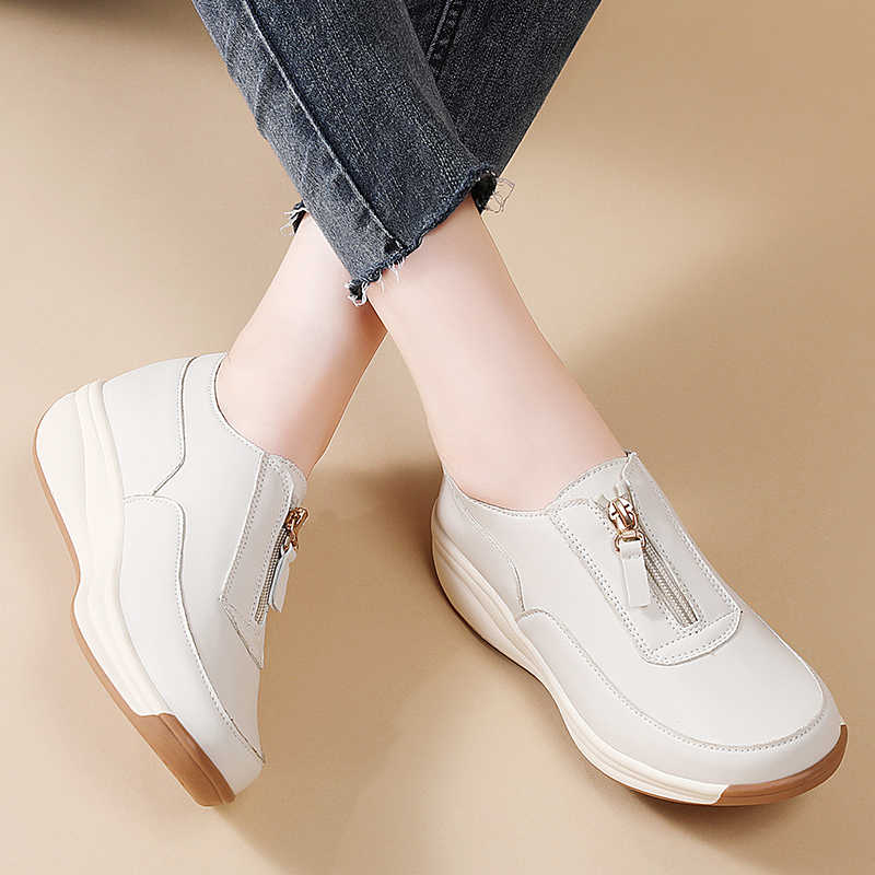 High Platform Round Foot Brown Shoes For Woman Nursing Loafer Womans Brown Sneakers Women Sport Racing Loafer'lar Visitors