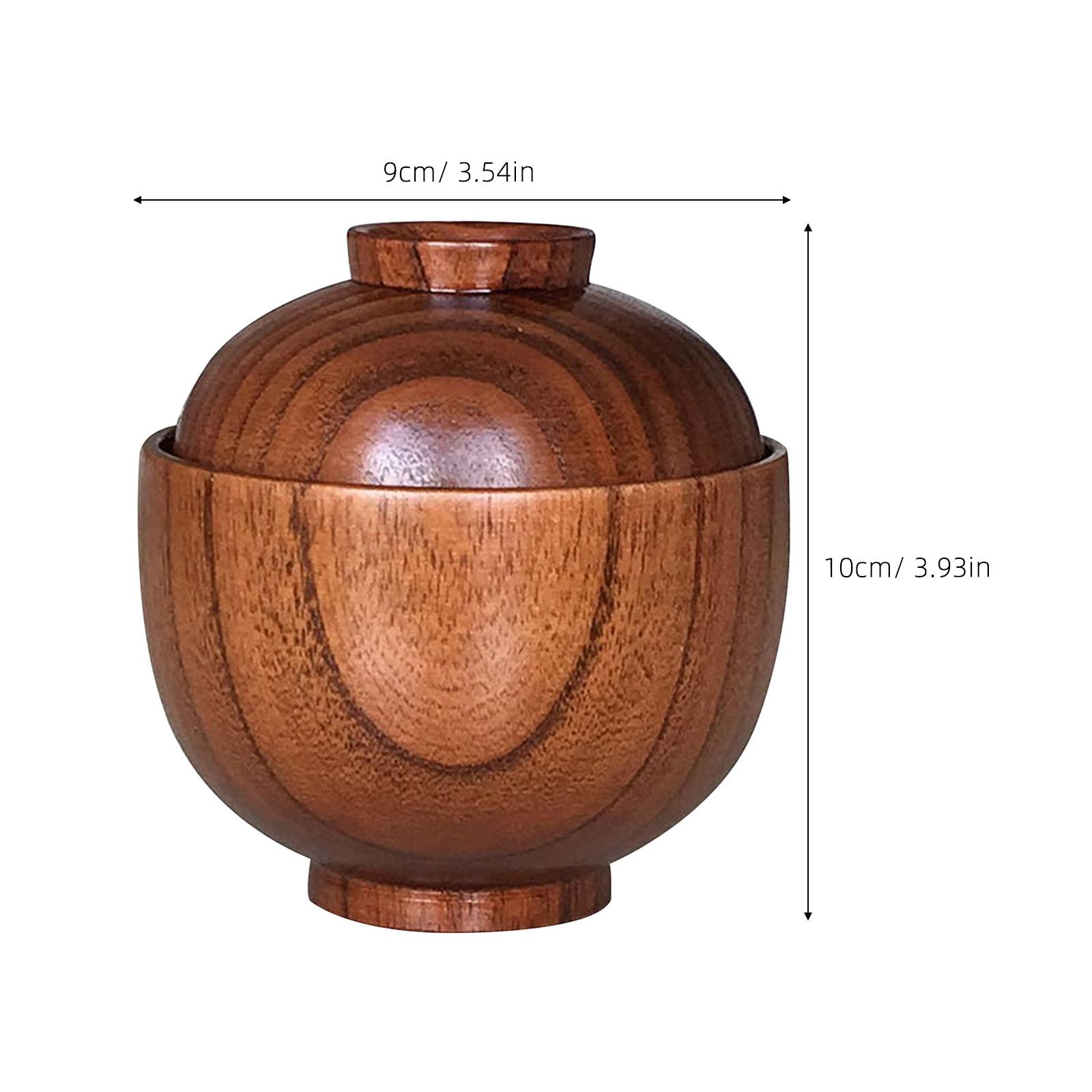 Wooden Bowl with Lid Wood Food Serving Bowl Soup Bowl Salad Bowl Rice Bowl