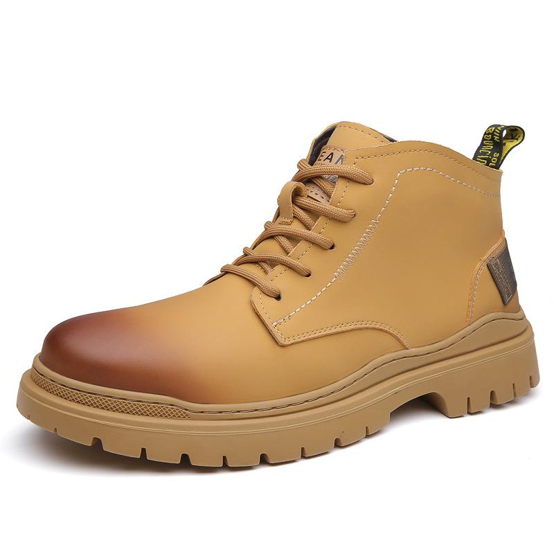 Autumn and winter Martin boots men's leather casual tooling boots men's fashion versatile short boots platform leather boots tide