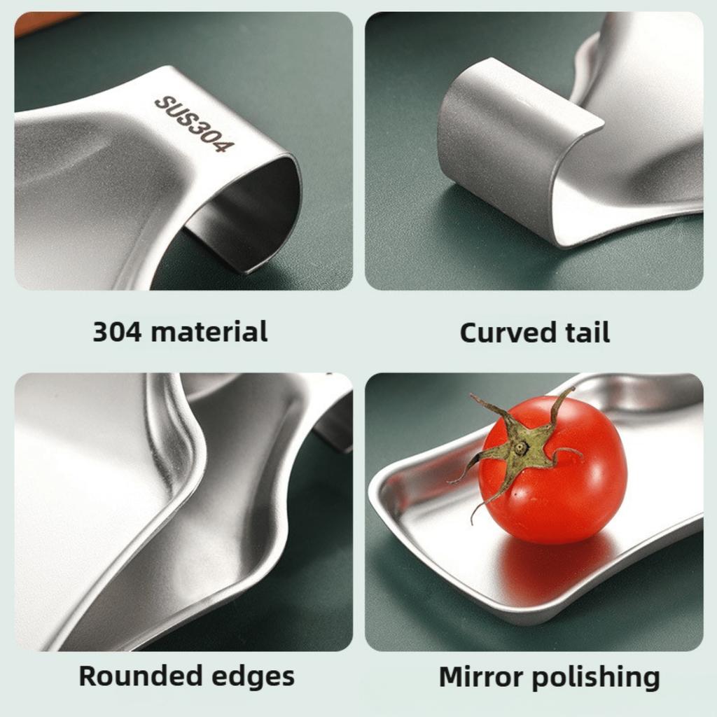 1pc Premium 304 Stainless Steel Kitchen Utensil Holder , Sleek, Easy to Clean Spoon Rest with Dotted Design, Perfect for Home Kitchens, Hotels