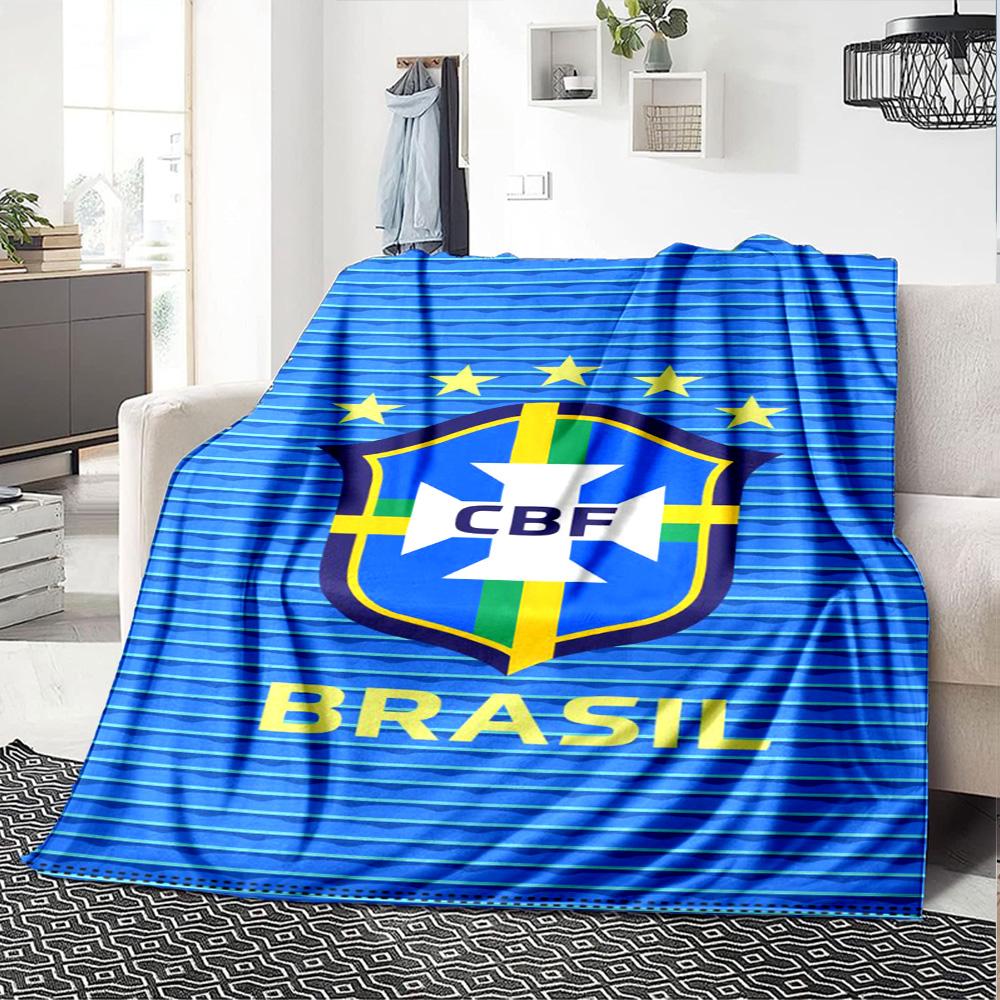 Brasil CBF Print Flannel Blanket High Quality Warm Comfortable Cover for All Seasons Perfect for Gifts Home Decor