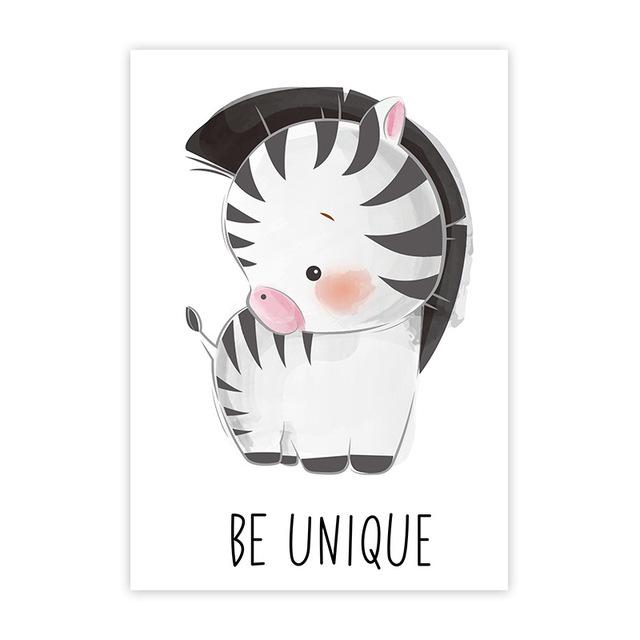 Cute Cartoon Animal Giraffe Lion Monkey Decorative Painting Children's Room Bedroom Canvas Painting Baby Room Decor Poster