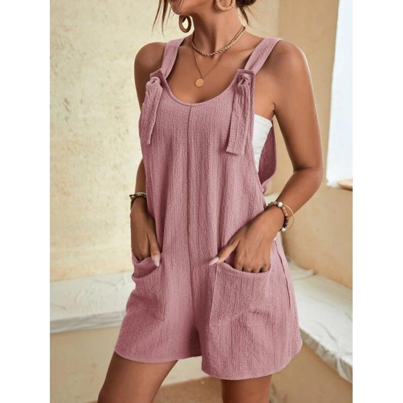 Women's Style, Light Green, Jumpsuit, Adjustable Shoulder Straps, Double Pockets, Summer, Casual, Sleeveless, Jumpsuit