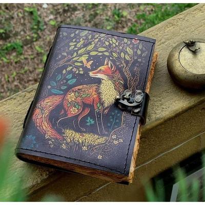Handmade Leather Journal Fox Vintage Notebook Diary for Gift Diary