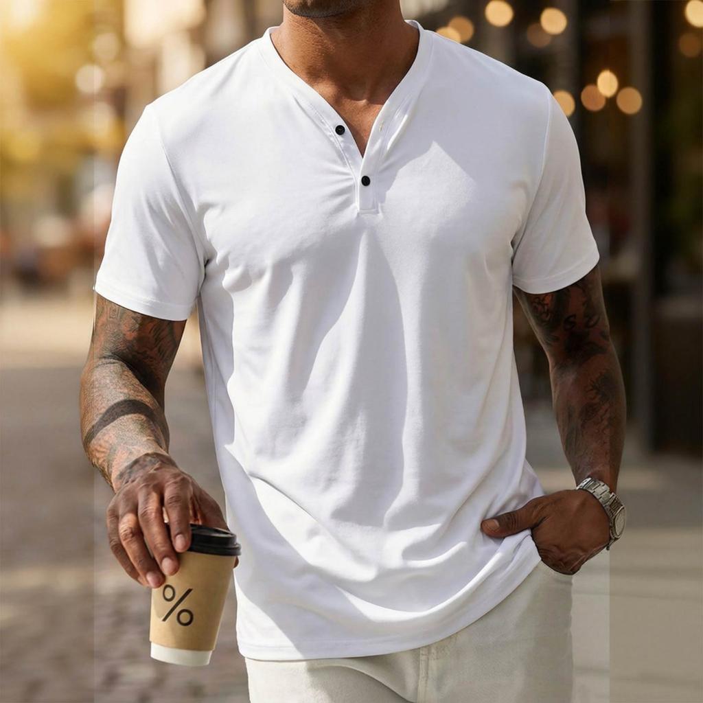 Men's New Lightweight Breathable Fashion V-neck Daily Basic Casual Sports T-shirt