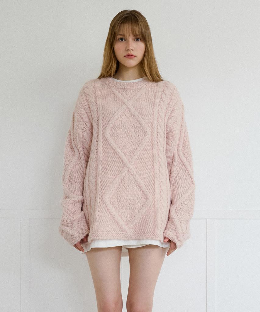 LETTERA Alpaca Wool Cable Knit_3Color