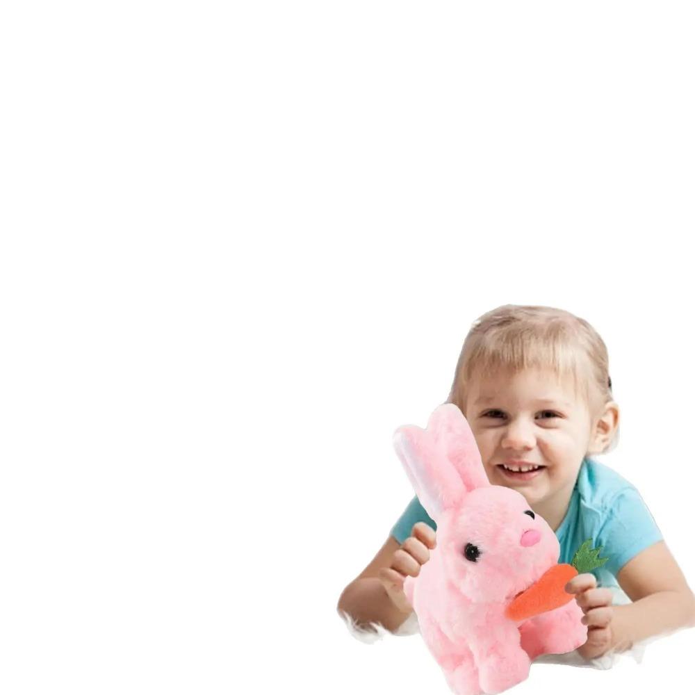 Electric Plush Hopping Bunny Toy - Realistic Robot Rabbit with Moving Ears & Barking Mouth Kids Features Walks & Shake