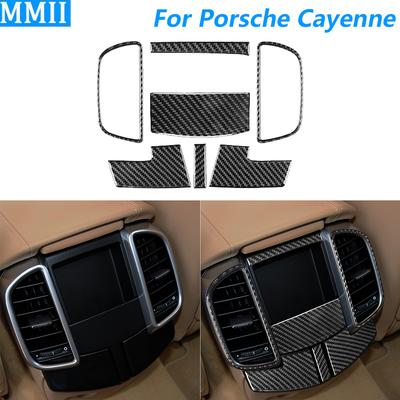 For Porsche Cayenne 958 92A 2011-2017 Carbon Fiber Rear Air Conditioning Vent Storage Panel Trim Set Car Accessories Sticker