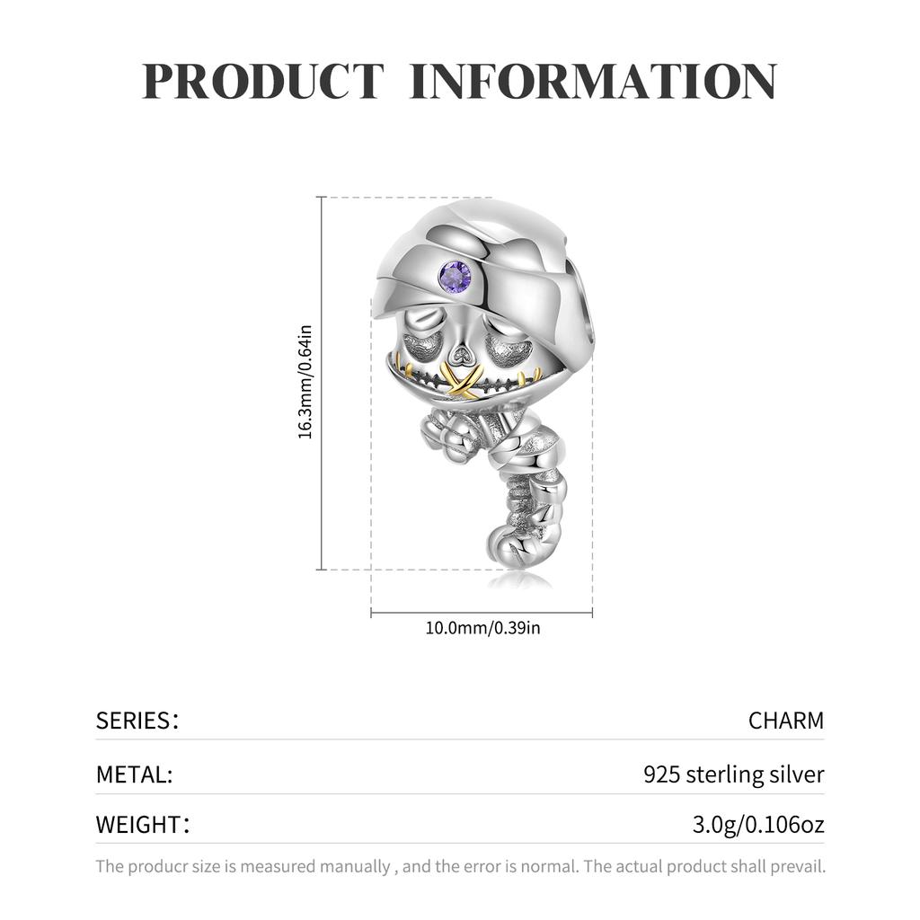 Skateboard Skull Charm 925 Sterling Silver Christmas Skeleton Beads for Women Fine Charms Bracelet Jewelry Making