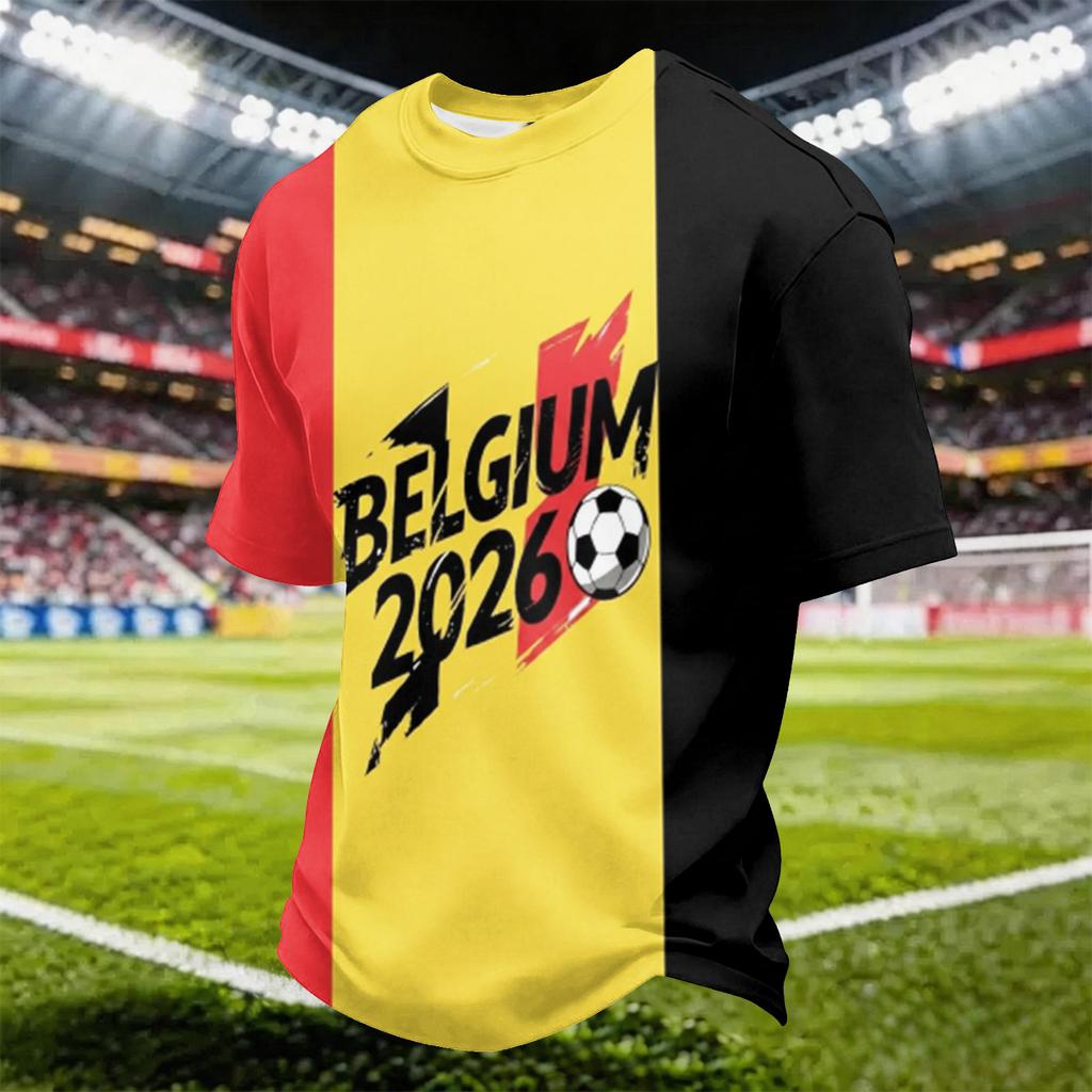 Men’s Lightweight Mesh Crew Neck Short Sleeve Top with Football Print Quick Dry Breathable Casual Athletic Shirt