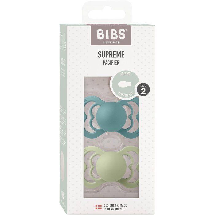 Sucette bébé - BIBS Supreme - Symétrique - T1 - Silicone - Island Sea Sage - Pack de 2