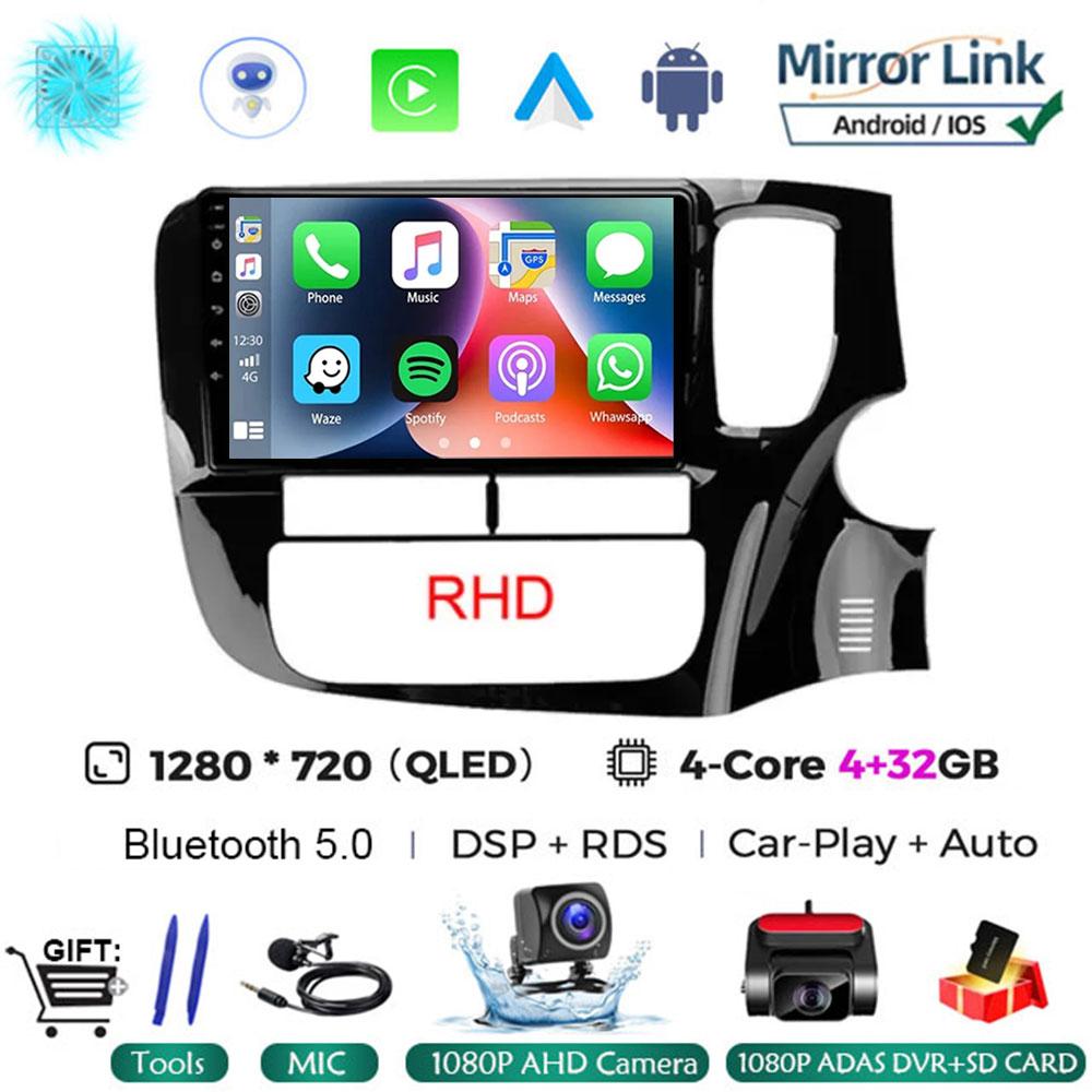 9 Inch Android 14 For Mitsubishi Outlander 3 GF0W GG0W RHD 2012 - 2018 Car Radio Autoradio Navigation GPS ADAS SWC Multimedia 4G