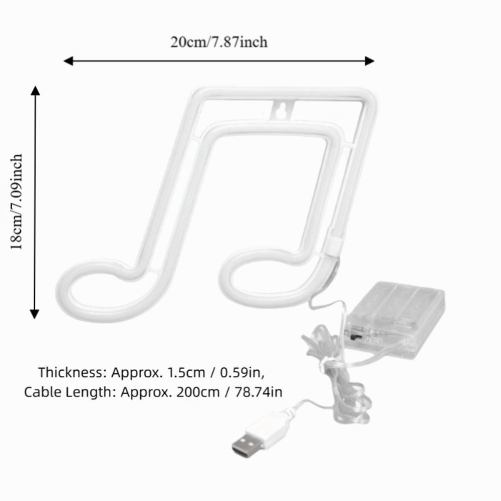 Easy To Install Music Note LED Neon Light Dual Power Supply Warm White Neon Light 1W 4.5V Neon Lamp Party