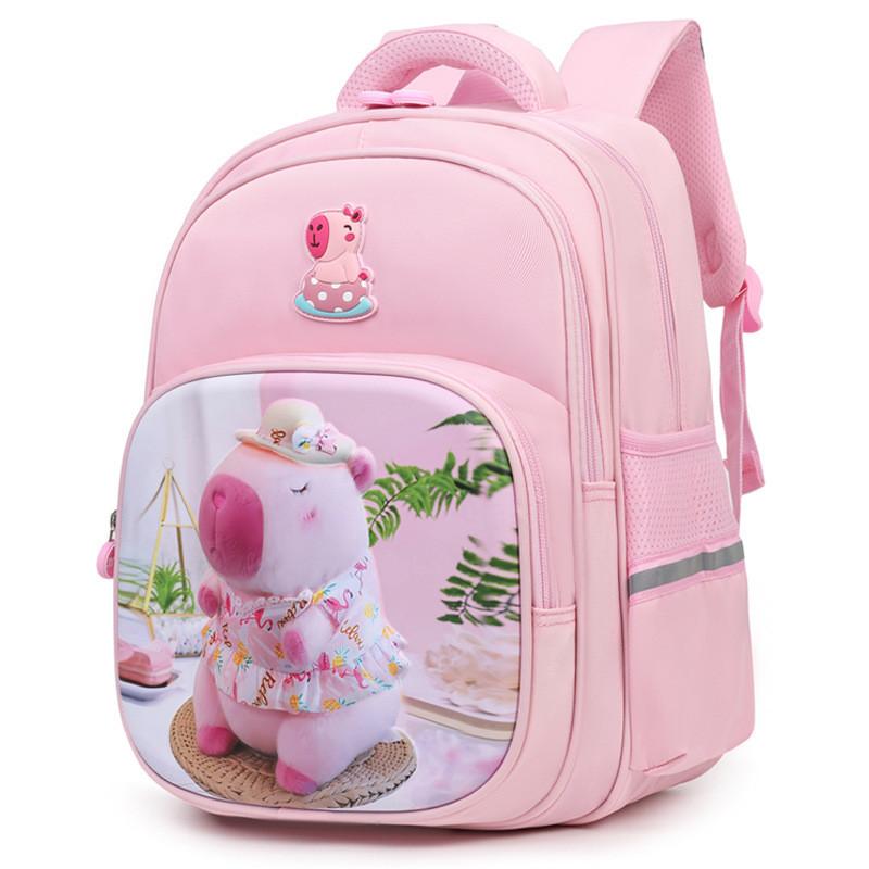 Kids Capybara Pattern Cartoon School Bag Breathable Backpack For Young Learners