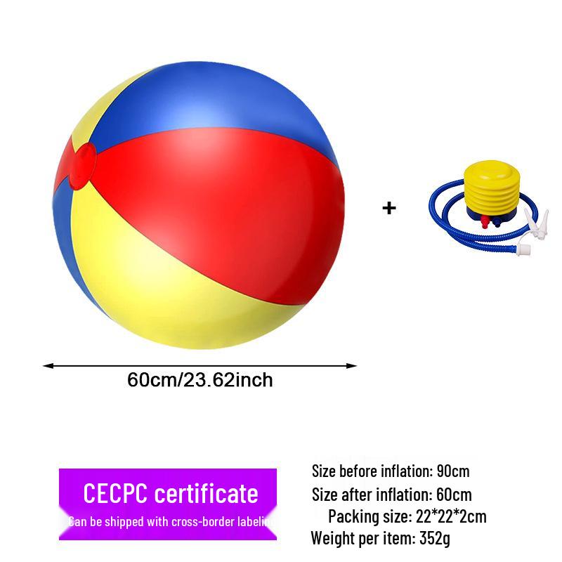 Large Inflatable Three-Color Beach Ball for Outdoor Fun and School Sports Activities