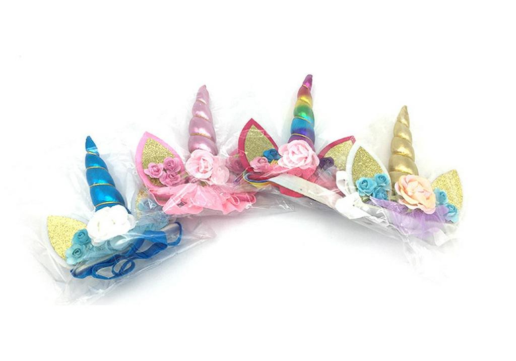 Unicorn Birthday Headband for Kids with Golden Horn