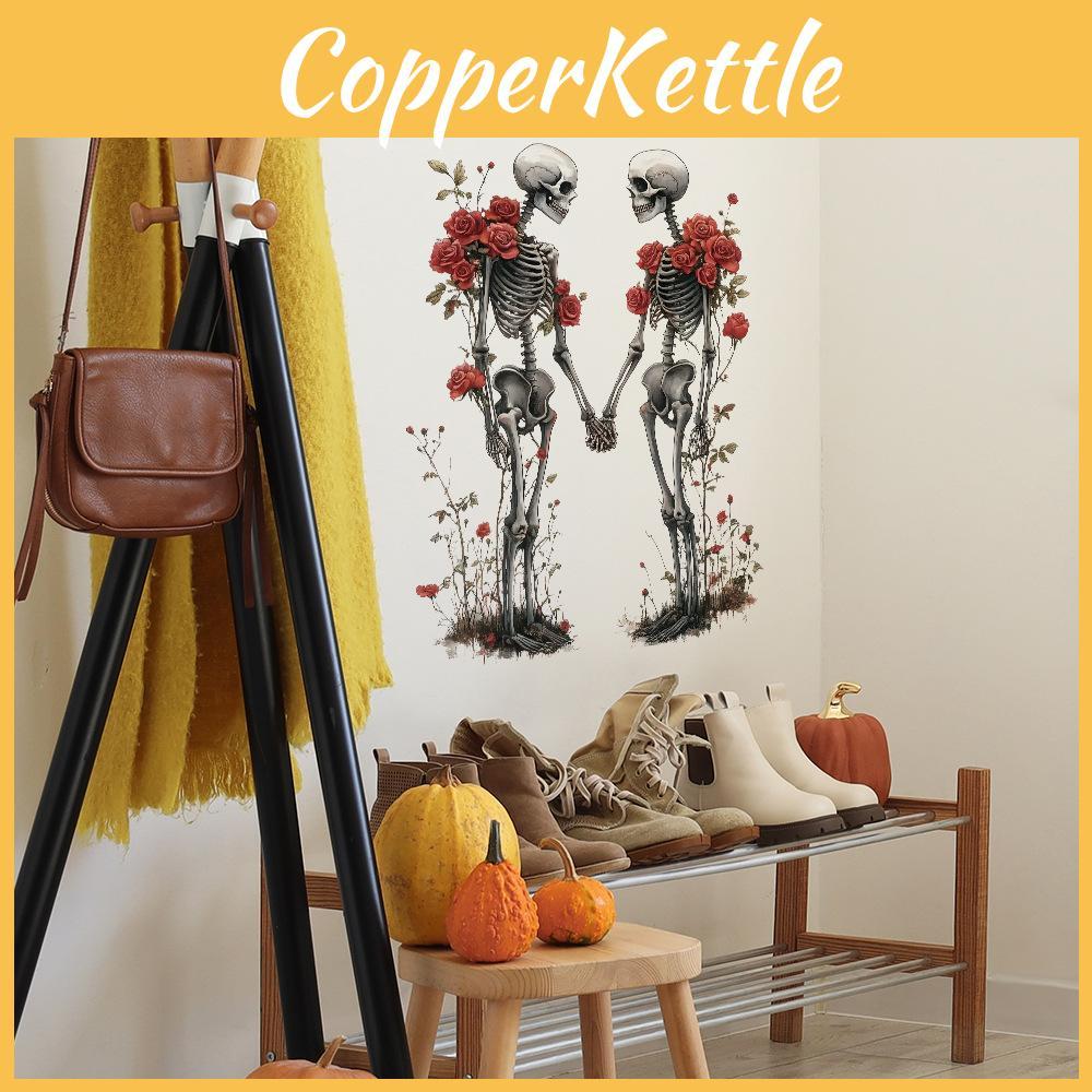 Rose Romantic Halloween Skull Wall Decal For Bedroom And Home Office Decoration