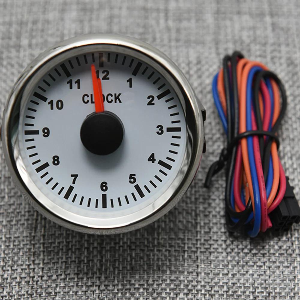 52mm 12 Hours Clock Gauge Red Backlight 0-12 Hours Hourmeter Hour Meters for Car Boat Clock Meters 9-32V Automobile Instrument