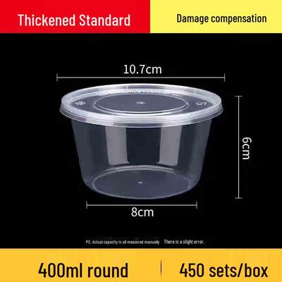 Bol jetable rond transparent pour repas et soupe avec couvercle