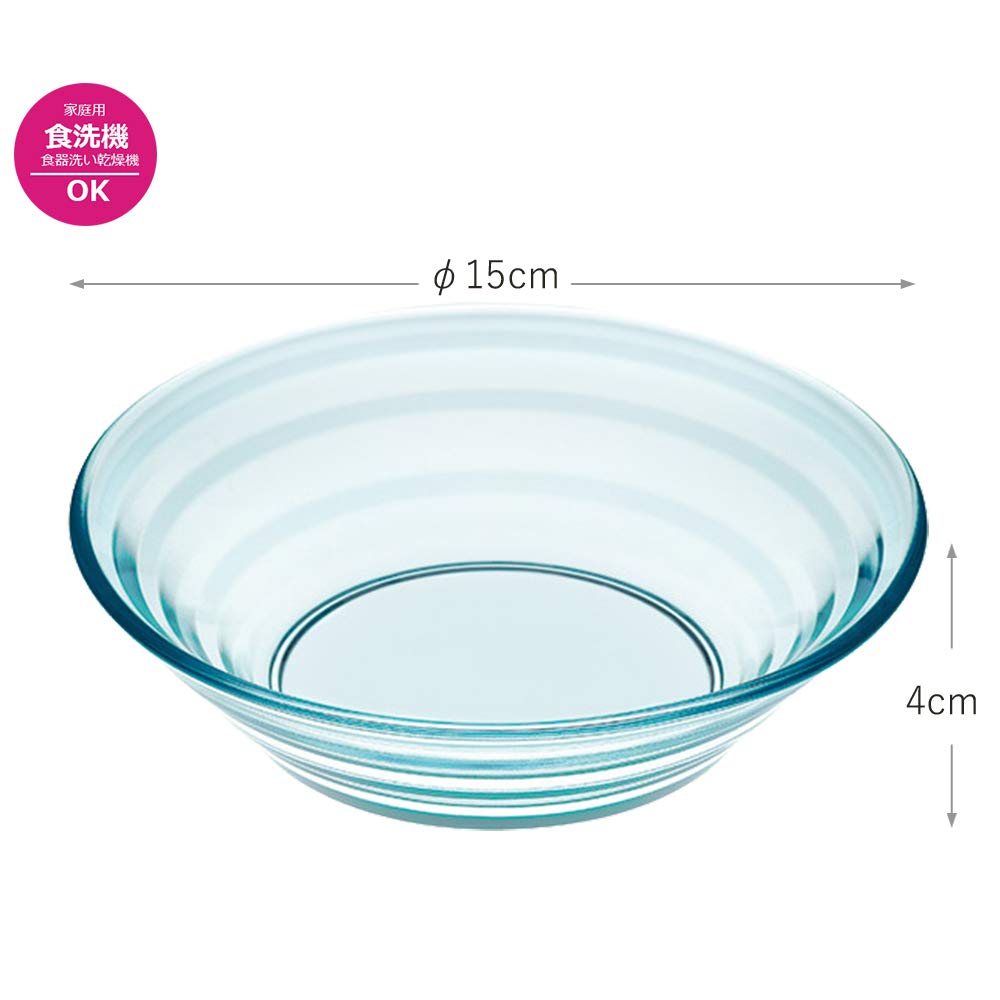 Toyo Sasaki Glass Lurak Aqua Made In Dishwasher Round Small Deep Side Glass Dessert Bowl, Blue, Japan, Safe, Plate, Bowl, Bowl, Dish, Plate, Plate,