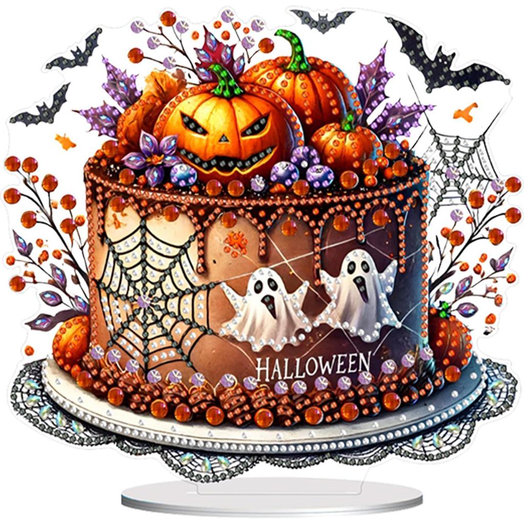 Acrylic Happy Halloween Diamond Painting Tabletop Ornaments Kit Table Top Diamond Painting Ornament Kits for Home Office Decor
