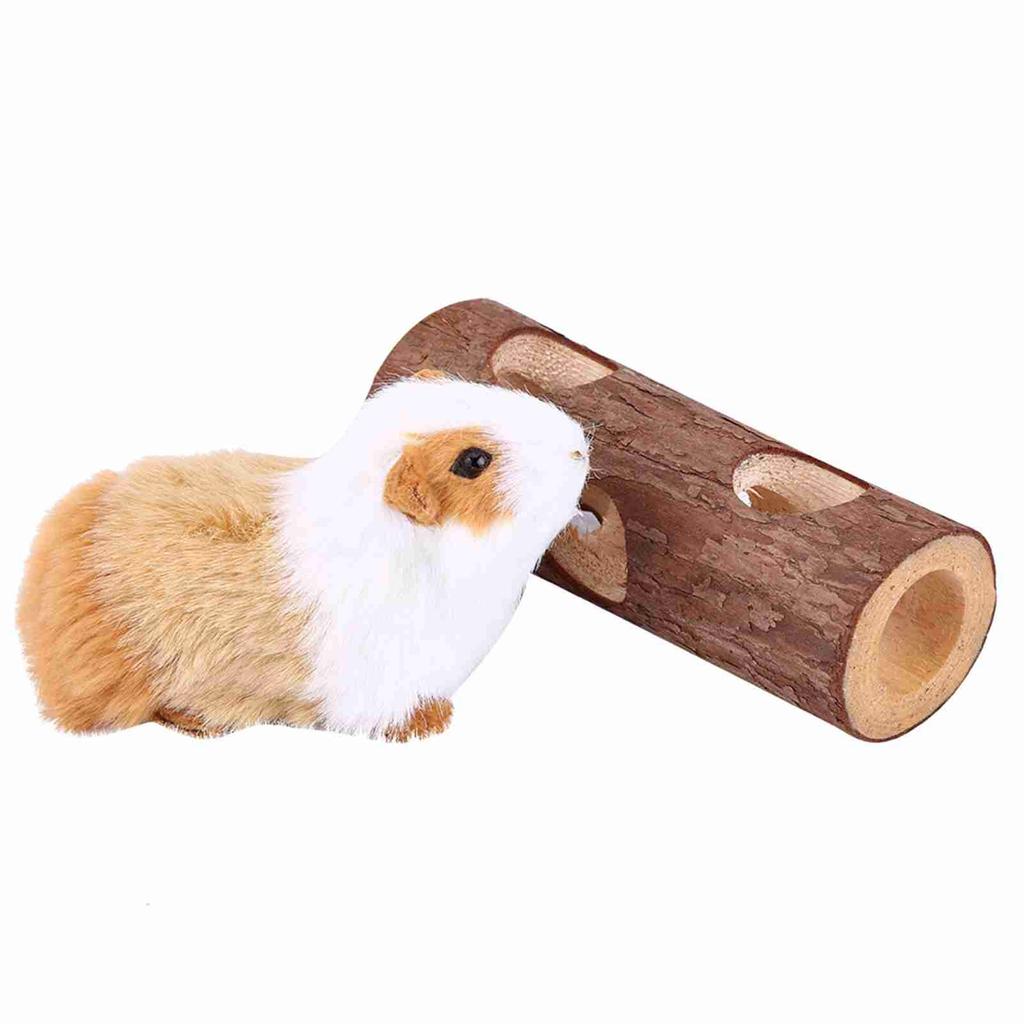 Wooden Animal Tunnel Exercise Tube Chew Toy for Rabbit Ferret Hamster Guinea Pig