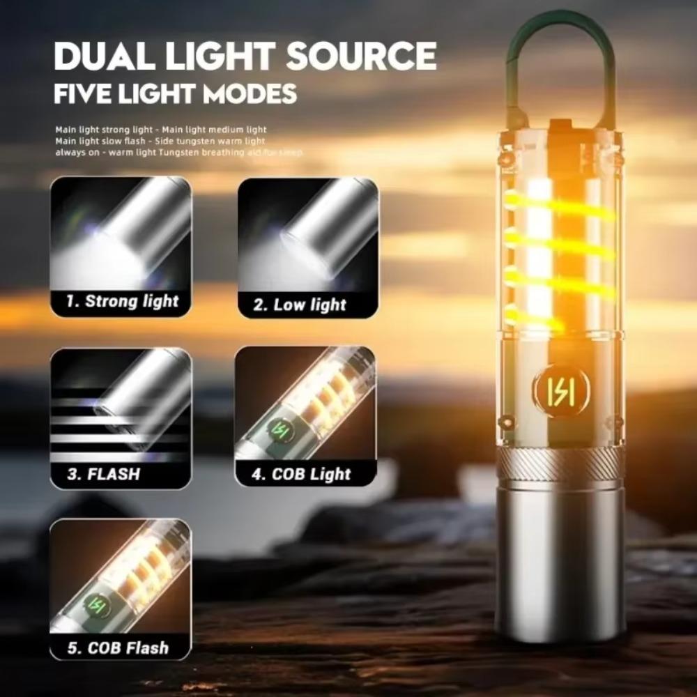 9 Modes LED Flashlight Powerful Zoom Camping Lantren Aluminum Alloy Torch Tactical Outdoor Light with Hooks USB Rechargeable