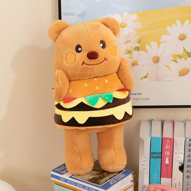 

Adorable Bear Plush Toy - Hamburger Design Teddy for Kids 40cm (0.35kg)
