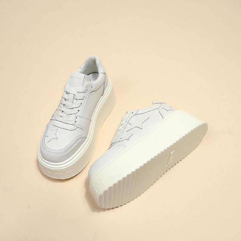 Shoes women's 2024 spring and autumn new design sense niche with skirt little white shoes thick sole heightening versatile high sense