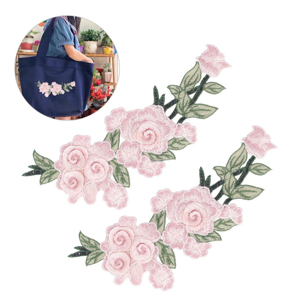 2pcs Flower Design DIY Clothing Accessories Cotton Flower Cotton Patch Unique Iron-On Patch  Vests
