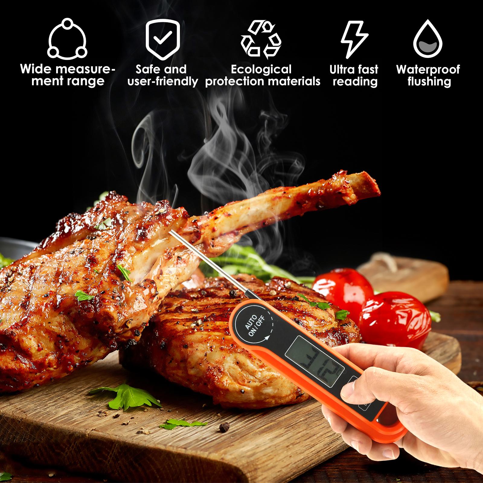 

Digital Meat Thermometer Meat Cooking Food Oven Instant Read Waterproof Fold Thermometer Probe Kitchen BBQ Temperature Meter оранжевый