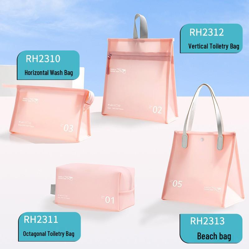 

Waterproof PVC Jelly Makeup Bag: Cross-Border Bestseller, Simple Solid Color, Portable Storage and Wash Bag Horizontal Bag розовый